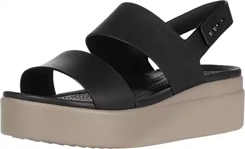 Crocs Women's Brooklyn Low Wedges, Platform Sandals, Black/Mushroom, Numeric_9