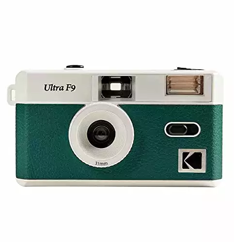 Kodak i60 35mm Film Camera (White/Baby Blue) with 35mm Film Camera 31mm Fixed-Focus Built-In Flash