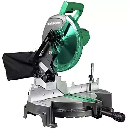 Metabo HPT | Compound Miter Saw | 10-Inch | Single Bevel | 15-Amp Motor | 0-52° Miter Angle Range | 0-45° Bevel Range | Large Table | 10" 24T TCT Miter Saw Blade | C10FCGS