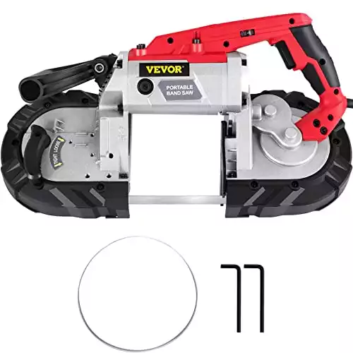 VEVOR Portable Band Saw, 5Inch Cutting Capacity Corded BandSaw, Variable Speed Hand held Band Saw,10Amp Motor Portable Bandsaw, Deep Cut Bandsaw for Metal Wood Tubing Pipes Rebar and Plastic