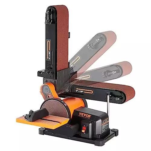 VEVOR Belt Sander, 6in. Disc Sander and 4x36 in. Belt Sander Combo with 4.3A Induction Motor, Powerful Woodworking Sander with Bench Mount and Cast Aluminum Work Table