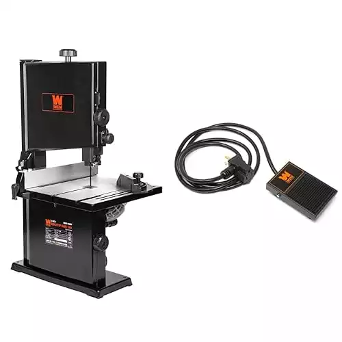 WEN 9-Inch Band Saw, 2.8-Amp Benchtop (BA3959) and WEN WA0392 120V 15-Amp Momentary Power Foot Pedal Switch for Woodworking