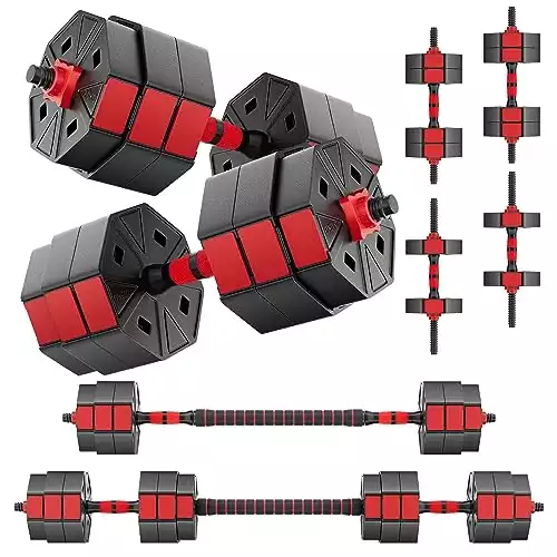 BIERDORF Professional Grade Adjustable Weights Dumbbells Set of 2 Weight Set for Home Gym 3 In 1 Used as Barbell, Dumbbell, Push up Bars 60LB Free Weights Dumbbells Set for Women and Men