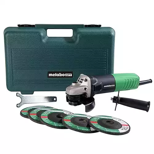 Metabo HPT 4-1/2-Inch Angle Grinder, Includes 5 Grinding Wheels & Hard Case, 6.2-Amp Motor, Compact & Lightweight, G12SR4